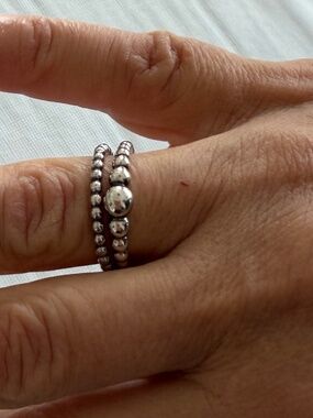 Pandora beaded stacking rings Sterling silver 925. Sold together